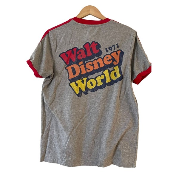 Disney Other - Walt Disney World 1971 Ringer T-Shirt Size M Mens Gray Red Rainbow Castle Retro
